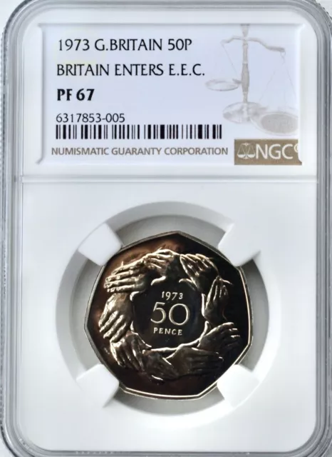 1973 50p EEC Hands Proof. NGC PF67 Royal Mint Great Britain