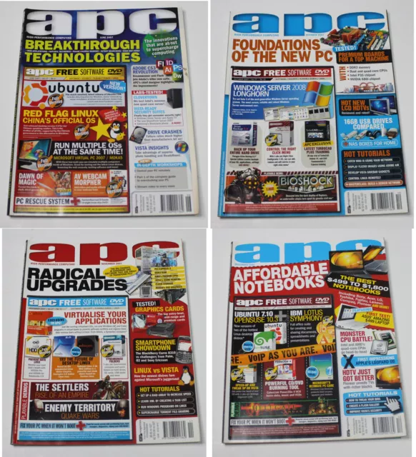 Australian Personal Computer (APC) Magazine (4 Issues from 2007) + 1 Cover DVD