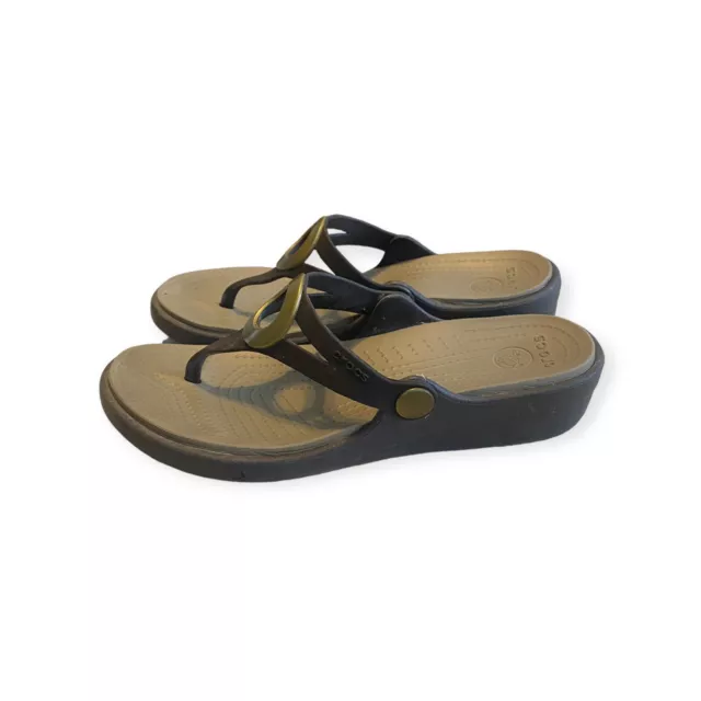 Crocs Sandals Flip Flops Sanrah Wedge Beveled Circle Women’s Size 5