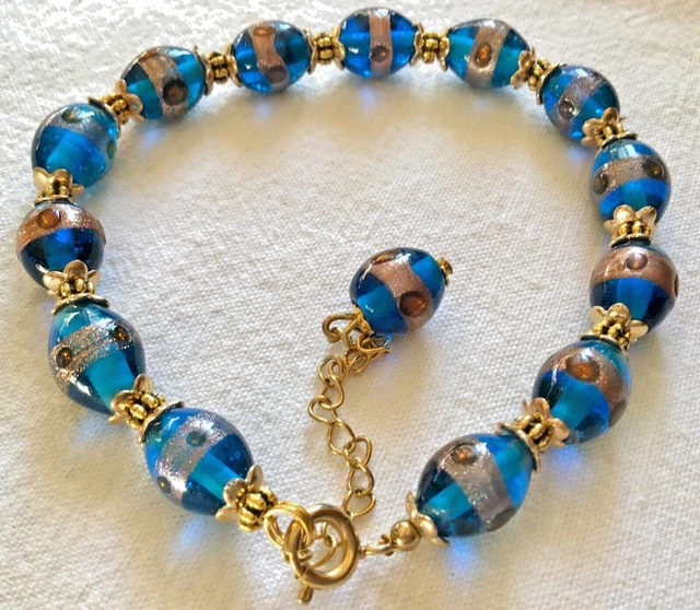 Bracelet Perles De Venise Antica Murrina - Verre Rouge - Fermoir Mousqueton