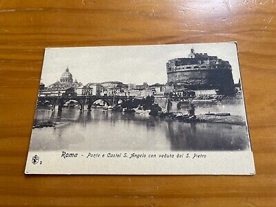 Vintage Postcard Roma Ponte E Castel S. Angelo River Bridge Rome Italy Unposted