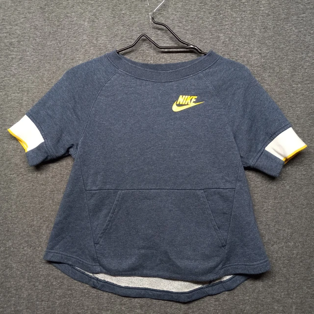 Nike - Short sleeve sweatshirt - Girl's size M - Blue, yellow, pocket