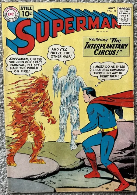 SUPERMAN #145 (DC,1961) SILVER AGE Lex Luthor, Mr. Mxyzptlk, Supergirl ~