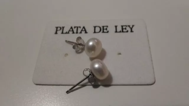 2 Pendientes de Perla bola Plata de 1ª Ley 925 bolas de 7 mm