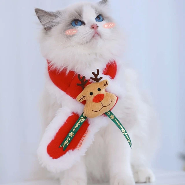 Cute Christmas Winter Pet Cat Puppy Dog Collar Hoodie  X'mas Neck Costume