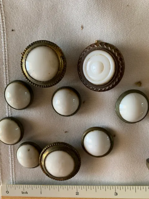 Lot of Antique Victorian White Dome Sulfide Hang Nail Tops 3