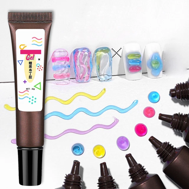 3D Candy Glue Macaron 5D Shape Fluorescent Jelly Gummy Brush Nail Design Size 6