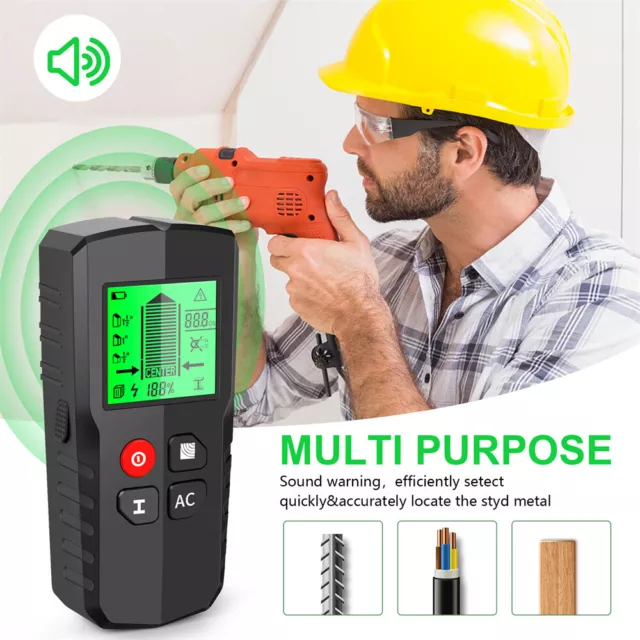 LCD Digital Stud Finder Wood Metal Pipe Wire Wall Sensor Scanner Detector 5 in 1