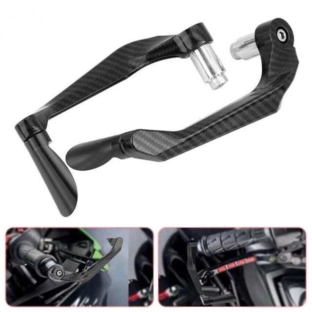 Paire De Leviers De Frein Et Embrayage Moto En Fibre De Carbone - Compatible Guidon 22 Mm, Couleur Bleu