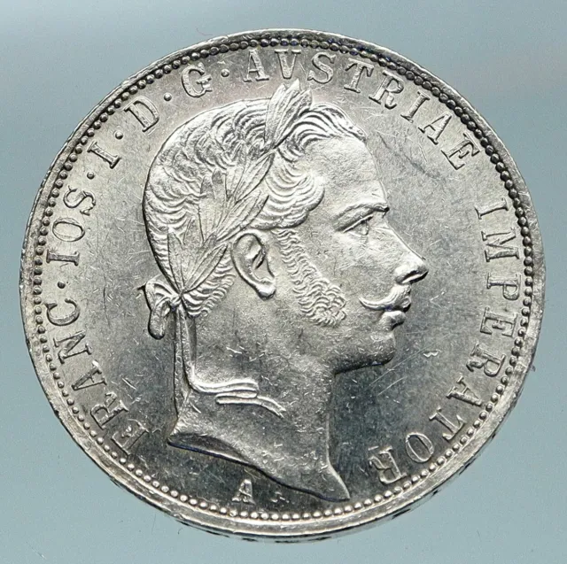 1858 AUSTRIA w KING FRANZ JOSEPH I Vintage Eagle Old Silver Florin Coin i84633