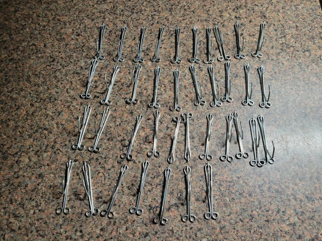 Vtg Lot Of 37 Drapery Metal Hooks Pinch Pleat Double Eyelet 3" Curtain Hanging
