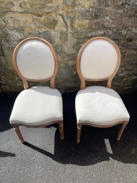 6 French Louis Oval Dining Chairs, Cream Colour