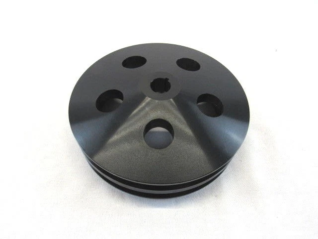 Aluminum V-Belt 2 Groove Bolt-On Keyway Power Steering Pulley Black E43502BK