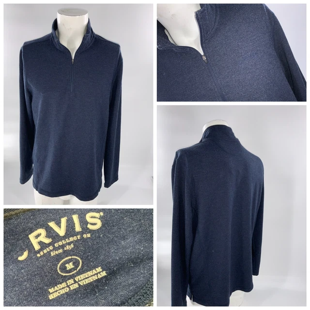 Orvis Pullover Pulli M Herren Marineblau Reißverschluss Viskose Poly Elastan Ygi