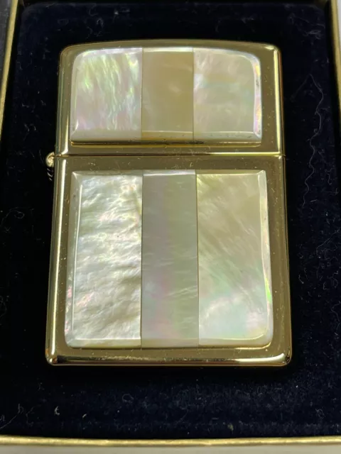 Zippo 1999 Mother Of Pearl Gold Plate Lighter Sealed In Box W181