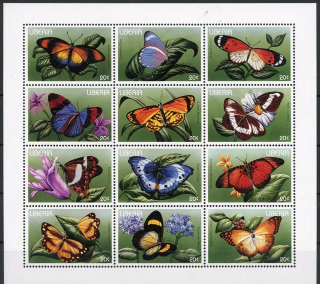 [G80.027] Liberia : Butterflies - Good Very Fine MNH Sheet