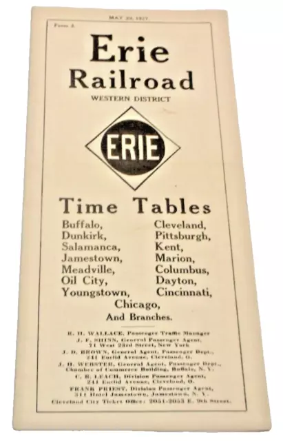 May 1927 Erie Railroad Western District Public Timetable