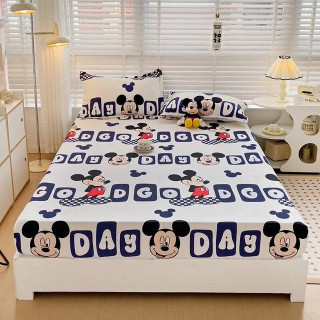 MICKEY AND MINNIE Cartoons Bed Decor Set Fitted Sheet Single/Double