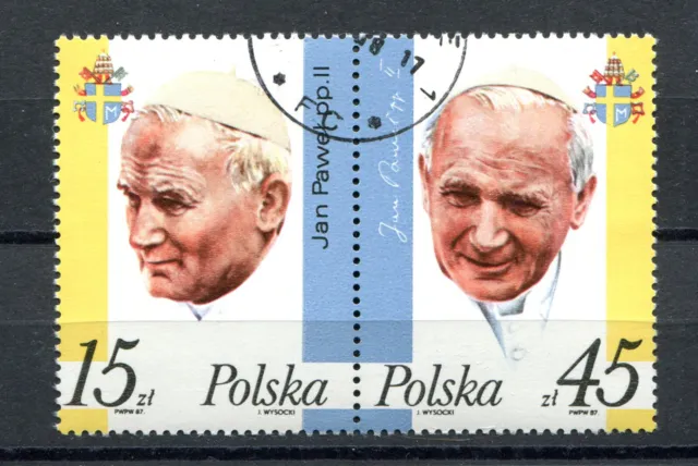 Briefmarken, Polen, Polska, Jan Pawel II, Zusammendruck, 1987, gestempelt