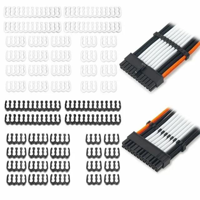 24pcs Black / Translucent Slotted Cable Combs Sleeved Extension PC Power Cables