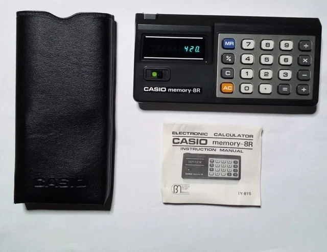 VINTAGE 1970's CASIO Memory 8R Calculator w/ Case & Original Box- *WORKS* NIB