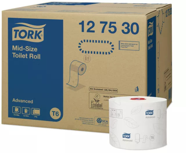 0,033 €/m Essity 127530 Tork Midi Toilettenpapier Advanced 2-lagig T6 Klopapier