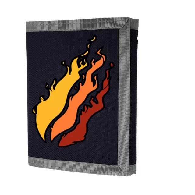 Youtuber Fire Flames Wallet Tri Fold Canvas Blue/Silver Boys Kids Prank Gift 2