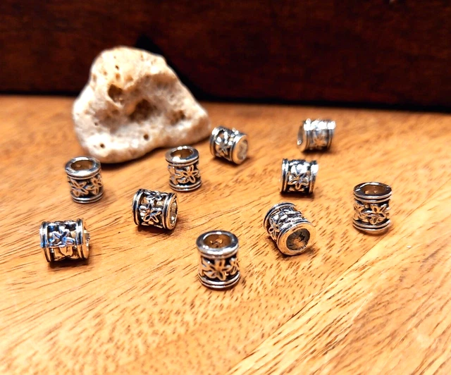 10 Spacer Perlen Zwischen Perlen Schmuck DIY Basteln silberfarben Röhre (4)