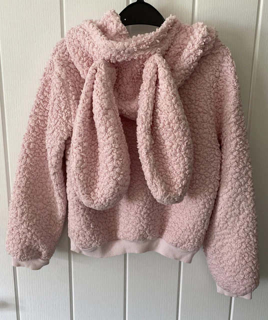 Felpa con cappuccio 3D orecchie di coniglio pullover orsacchiotto bambini età 9 rosa