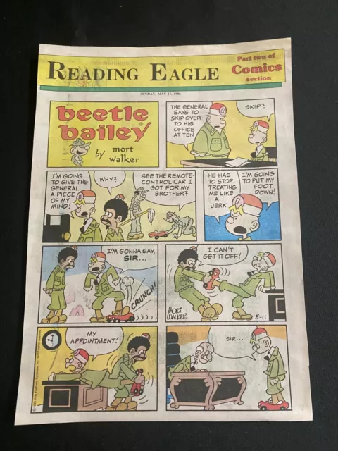 #T07 BEETLE BAILEY by Mort Walker Lot of 12 Sunday Tabloid Full Page Strips 1986