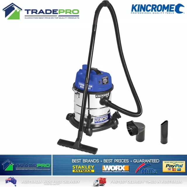 Kincrome Vacuum Cleaner Wet & Dry Commercial Work Shop 1250W Kit 20L PRO Vac