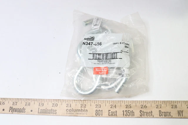 (5-Pk) National Hardware Open S Hooks Steel Zinc Plated 4" N347-856