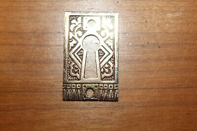 Small Ornate Antique Victorian Cast Bronze Keyhole Escutcheon CC-34