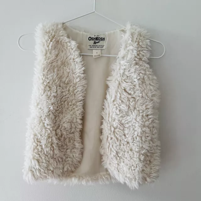 OshKosh B'gosh Sleeveless Faux Fur Vest Size 5 Girls Kid Fluffy Chic Boho Sherpa 3