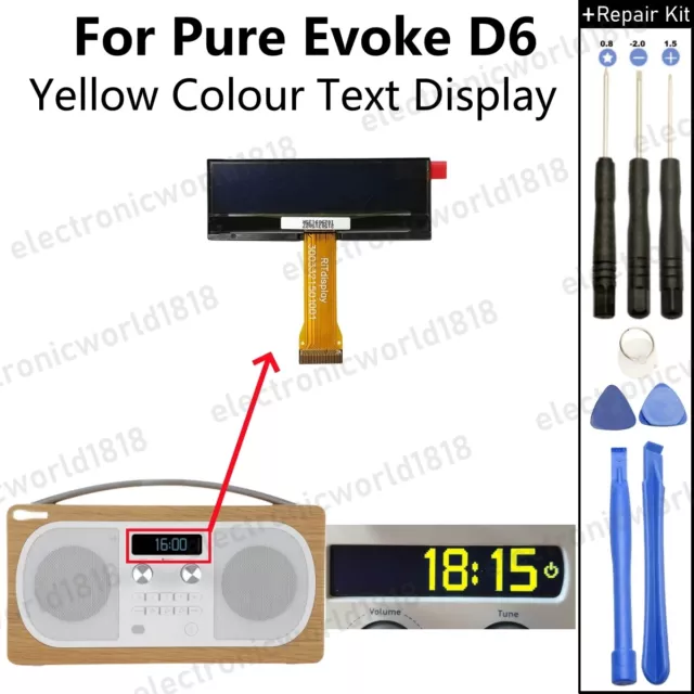 For Pure Evoke D6 DAB/FM Home Radio with Bluetooth YELLOW Display Screen Parts