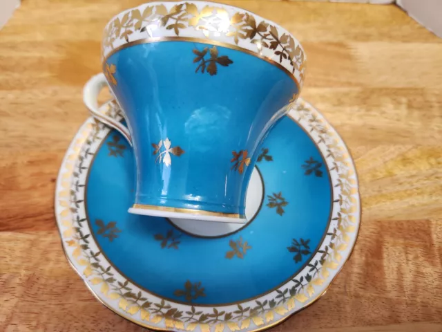 Vintage Aynsley Teal Gold Corset Tea Cup & Saucer Set