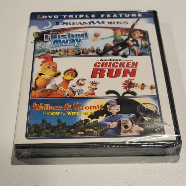 3 MOVIES: FLUSHED Away, Chicken Run, Wallace & Gromit Curse Were