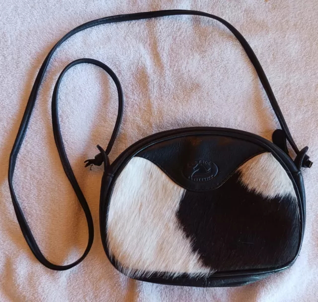 Sergios Collection black white hair on cowhide cowhair crossbody shoulder purse