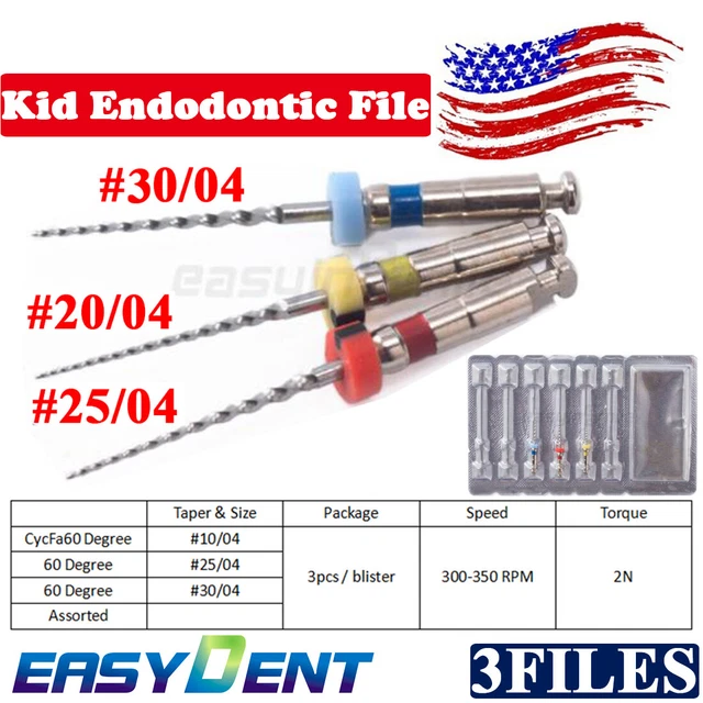 DENTAL ENDO NITI Rotary Files for Kids Root Canal Treatment Autoclave