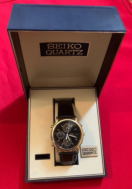 VIDEO SEIKO QUARTZ World Timer Mens Wrist Watch 5T52-6A39  display picture 2
