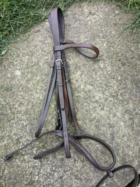 Brown English Leather Full Size Flash Bridle In Supple Sound Used Condition