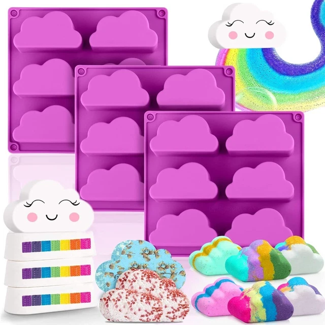 3 Pack Purple 6 Cavities Soap Silicone Molds Silicone Molds  Pudding