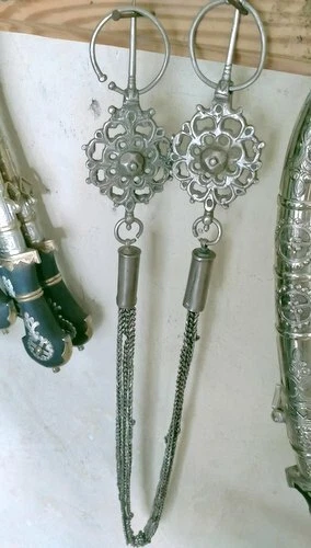 Old Pair Berber Tribal Fibula Jewelry 925Sterling Silver –TIZERZAI–South Morocco