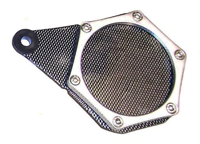 Motorcycle/scooter metal tax disc holder - hexagonal style, carbon look/silver