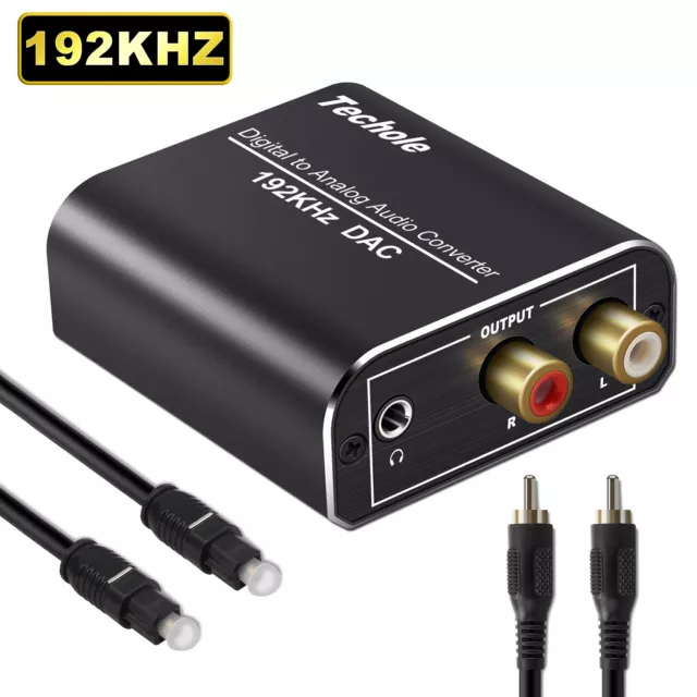 DAC Stereo Audio Digital Analogue Converter 192kHz Optical Toslink RCA USB Power