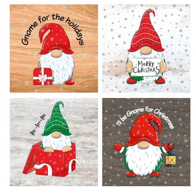 Gnome Christmas Sticker Set ~ 40 Gnome Stickers in Four Designs ~ Large 2 "x 3"