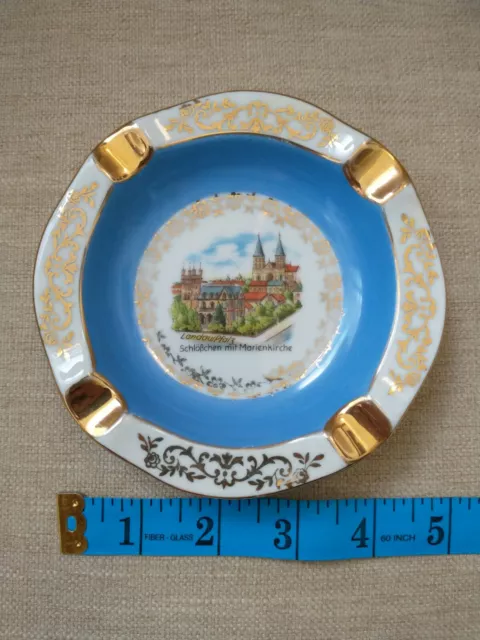 VTG 24K Gold PLANKENHAMMER Bavaria Germany Landua Pfalz Blue Ashtray 2