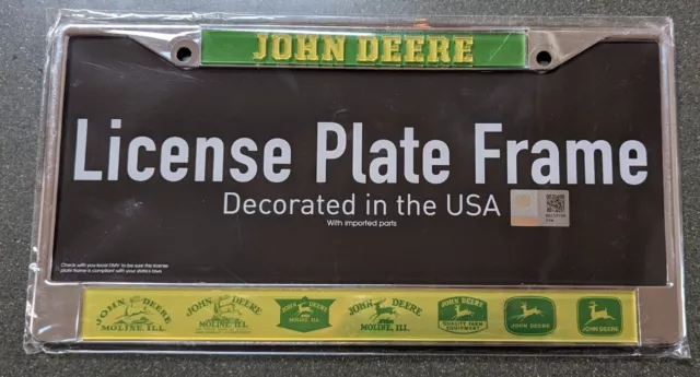 🚜NEW! Official John Deere License Plate Metal Frame Reflective Acrylic