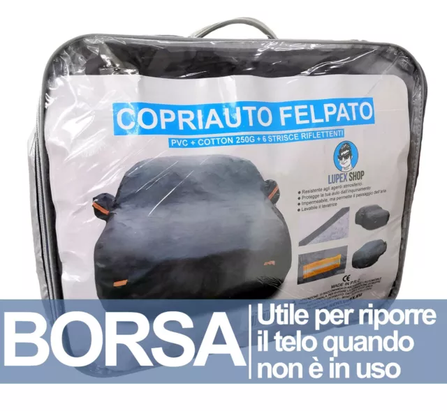 Telo Copriauto Copri Auto Felpato 250G Impermeabile Con Zip Varie Taglie 3