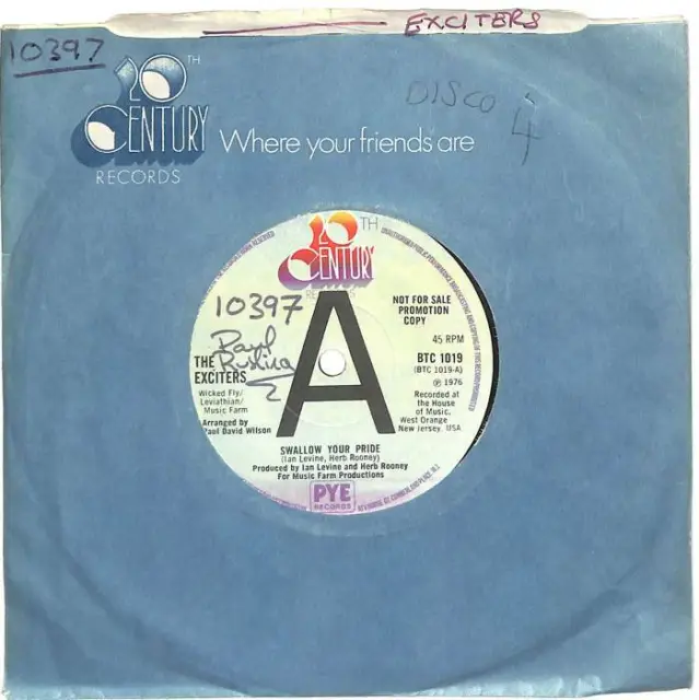 The Exciters Swallow Your Pride Promo UK 7" Vinyl Record Single 1976 BTC1019